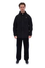 Displays a model wearing the Black 'FILA' branded Fabroni Hooded Parka