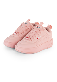 A pair of pink FILA Superbubble Trainer sneakers with lace-up closure.