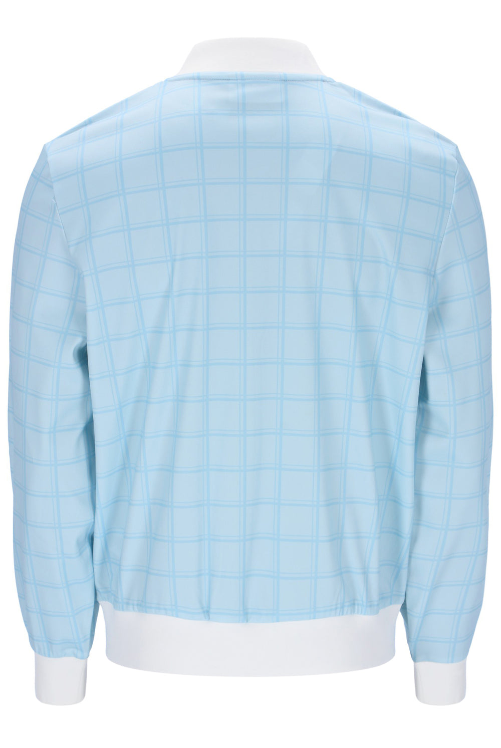 Light blue checkered jacket on a white background