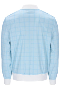 Light blue checkered jacket on a white background