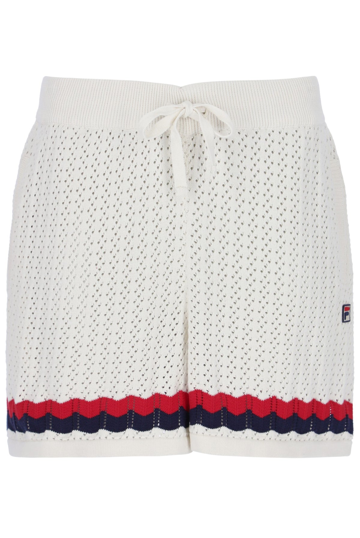 Displays the Fino 'FILA' branded Knitted Crochet Shorts