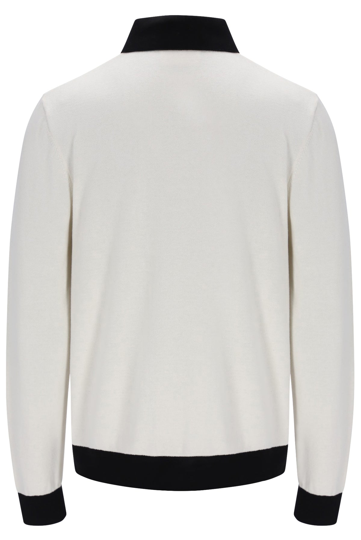 Displays the Gardenia & Black 'FILA' branded Francis Knitted Long Sleeve Polo