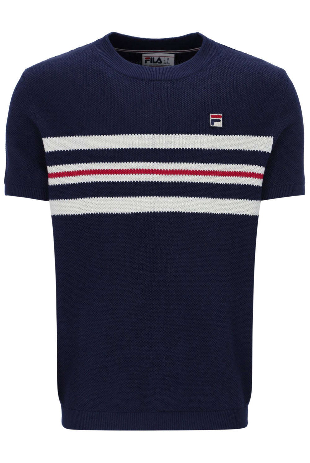 Fila Navy Gerardo Mesh Stripe Knitted Tee