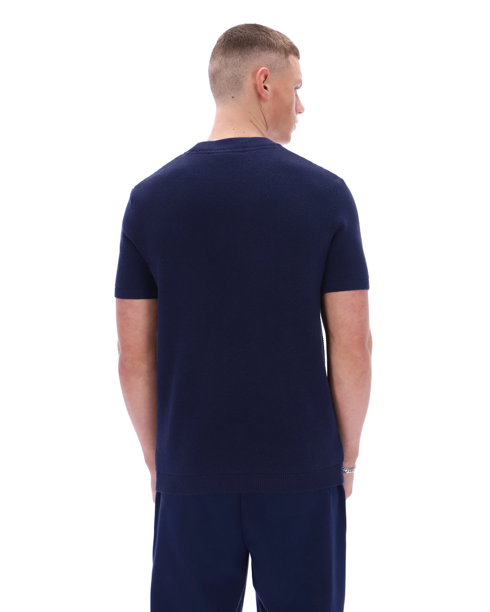 Fila Navy Gerardo Mesh Stripe Knitted Tee
