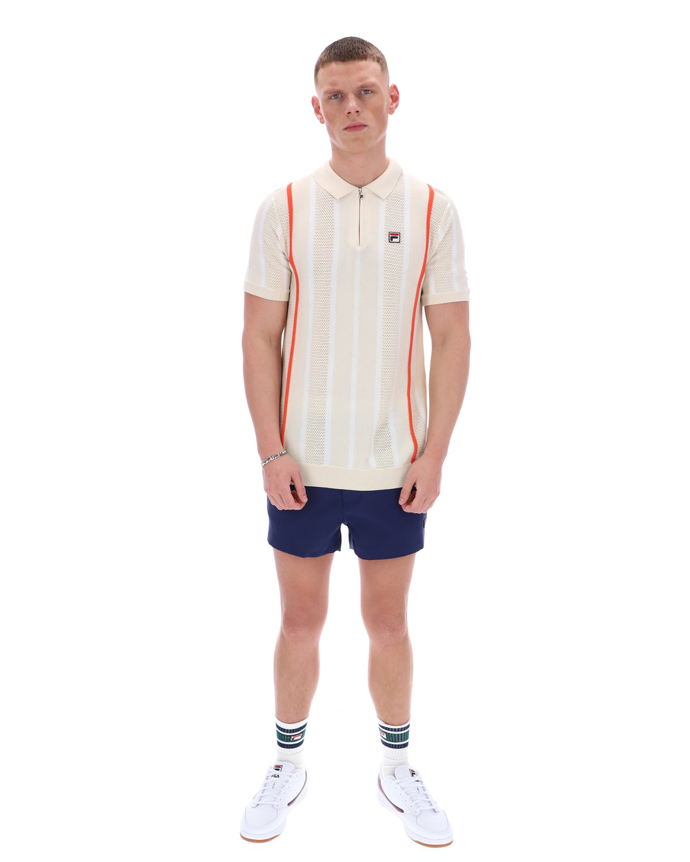 Tapioca Giorgio Crochet Patchwork Knitted Polo