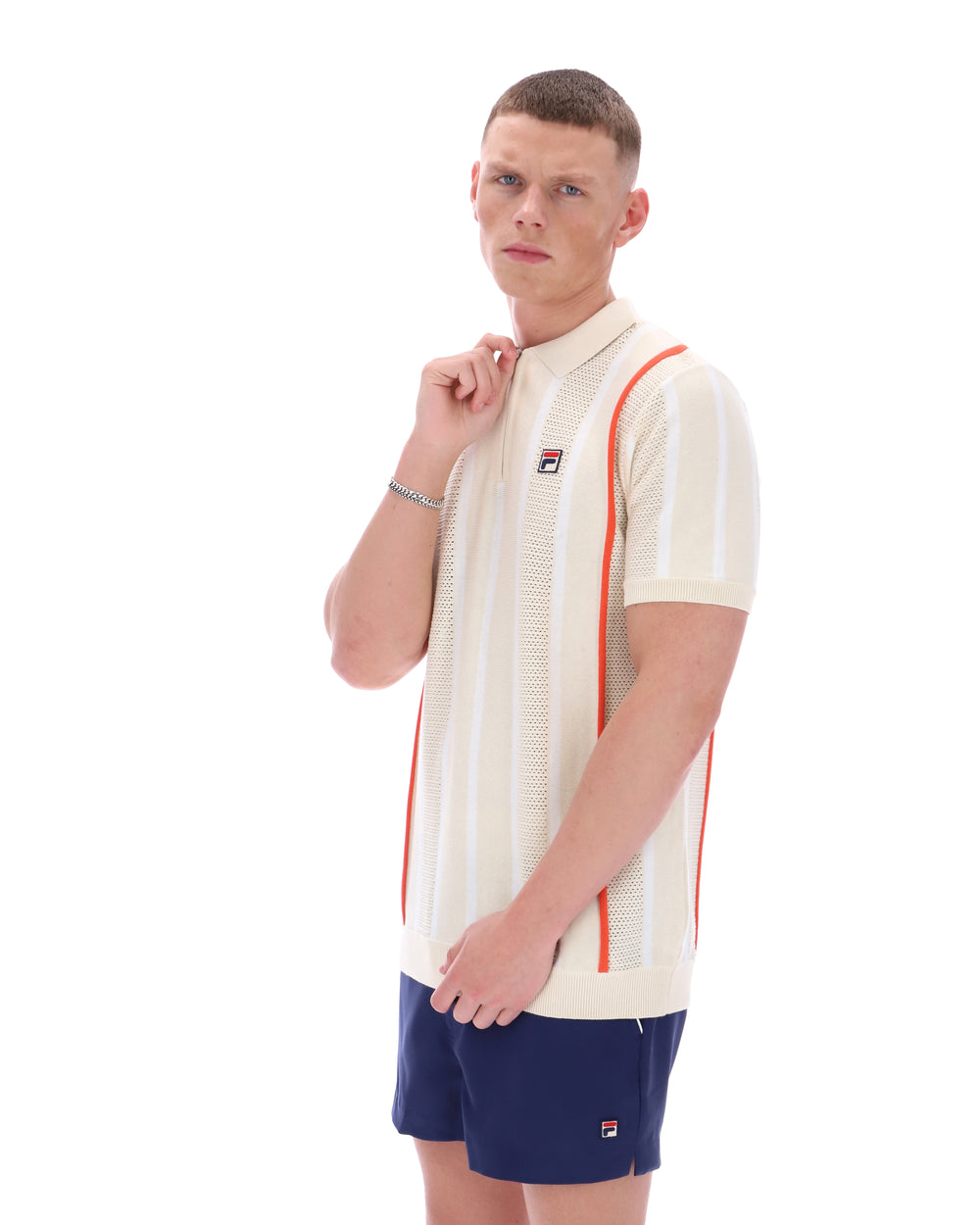Tapioca Giorgio Crochet Patchwork Knitted Polo