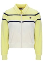 Yellow and white jacket with a visible Fila logo on a white background