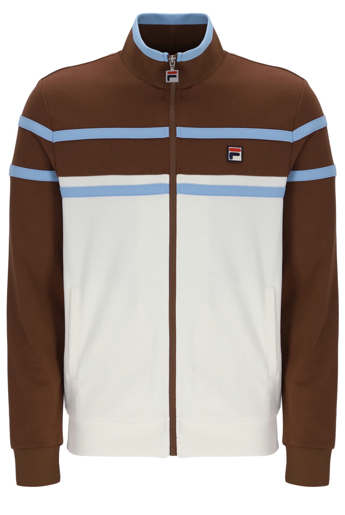 Displays the Gardenia 'FILA' branded Giovanni Contrast Panels Track Top