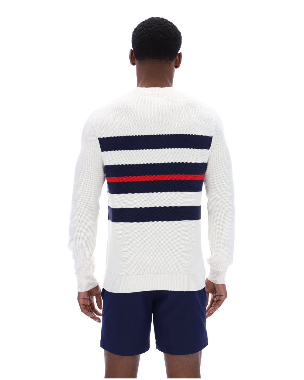 Gardenia Giuseppe Mesh Stripe Knitted Crew Neck
