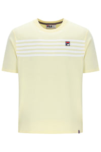 Displays the Double Cream and White 'FILA' branded Hanford T-Shirt