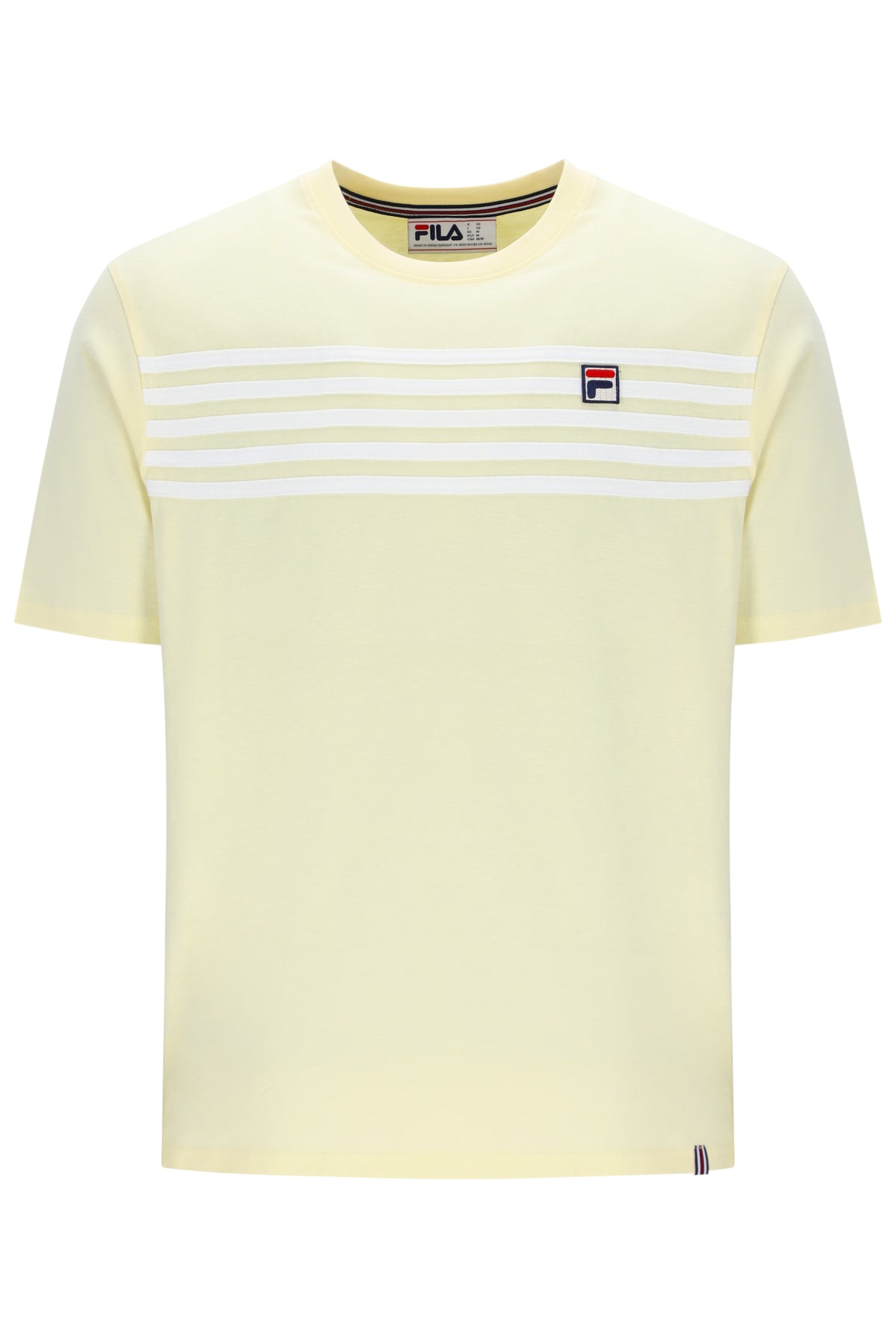 Displays the Double Cream and White 'FILA' branded Hanford T-Shirt