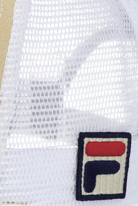 Displays the Classic Beige 'FILA' branded Hazza Large 1911 Embroidered Mesh-Back Cap featuring the FILA branding