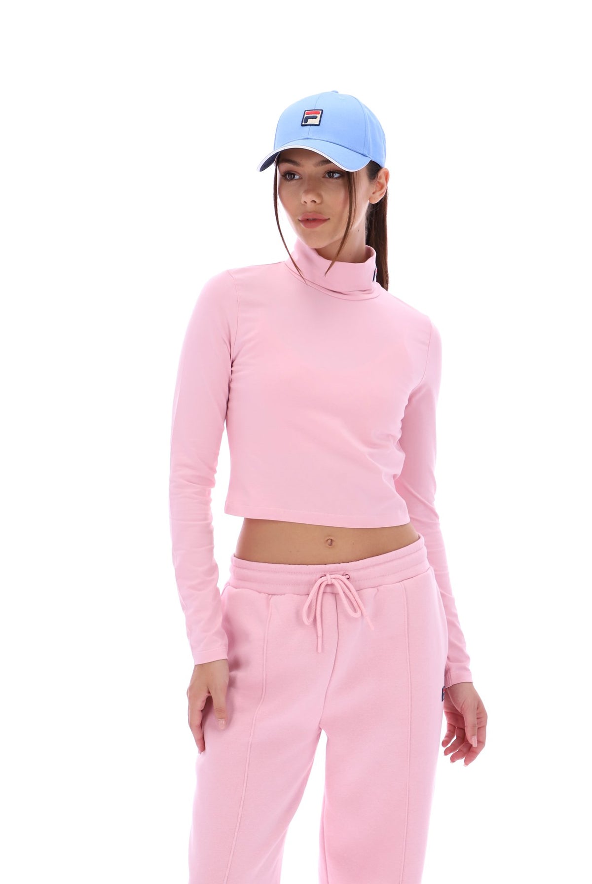 Pink Heidi Cropped Roll Neck Top