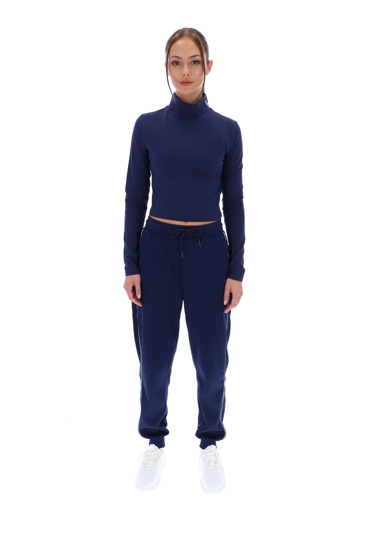 Navy Heidi Cropped Roll Neck Top