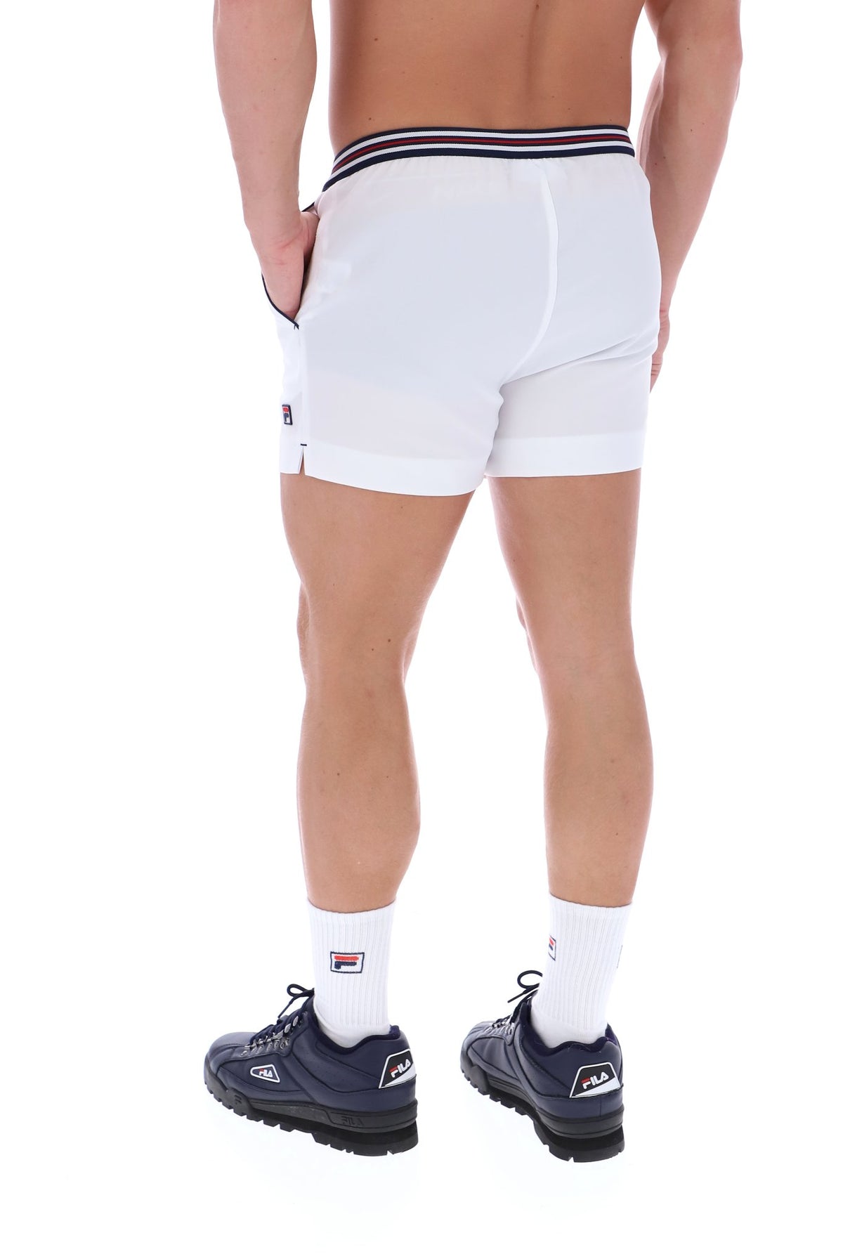 White High Tide Terry Pocket Stripe Shorts
