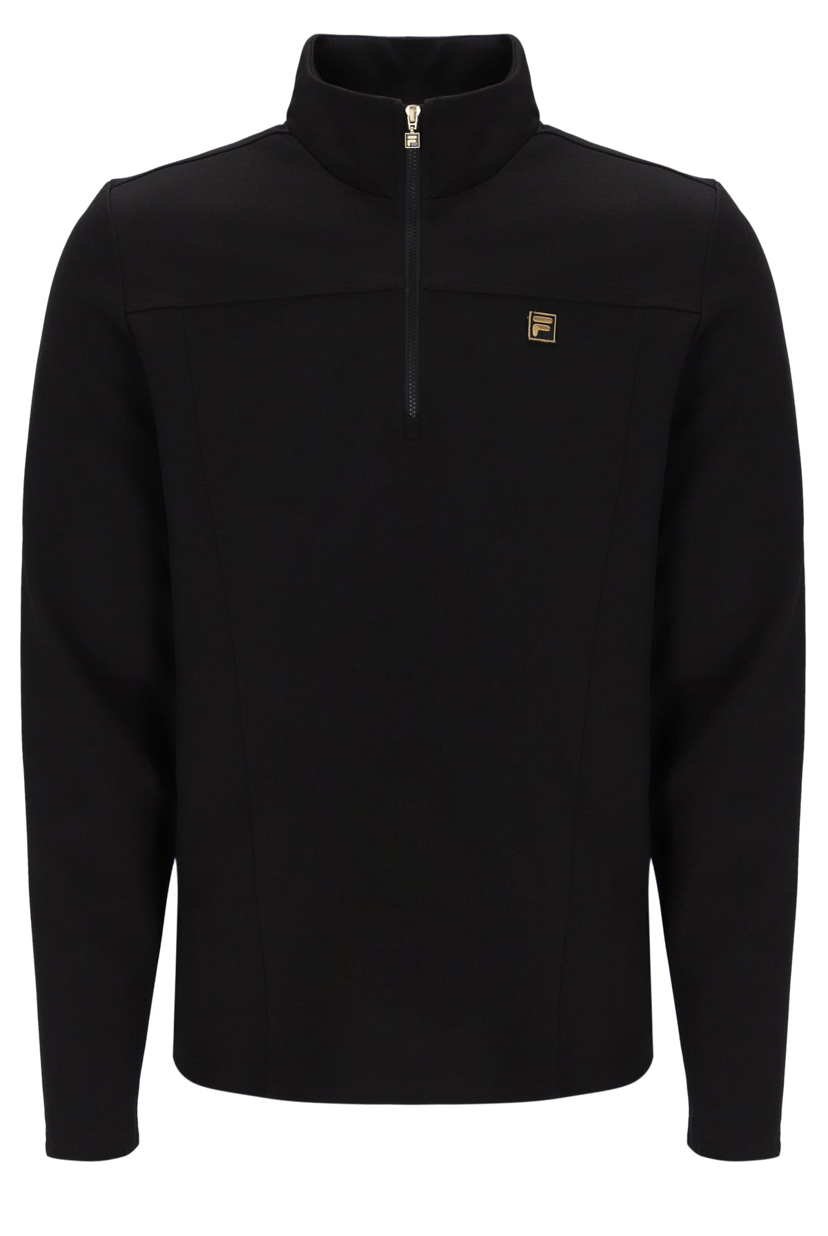 Black pullover with a FILA logo on a white background