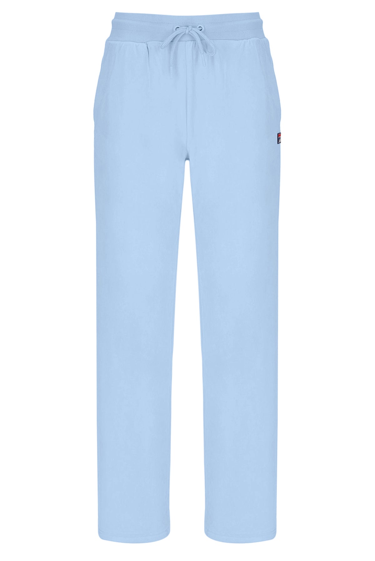 Light blue pants with a drawstring on a white background