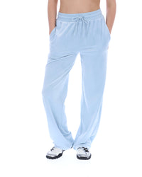 Light blue pants worn by a person on a white background