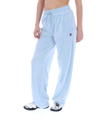 Light blue pants with a brand logo on a white background