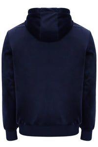 Displays the Navy 'Fila' branded Italo Velour Hoodie