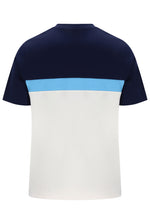 Displays the Navy & Azure Blue 'Fila' branded Gardenia Jakub Colourblock T-Shirt