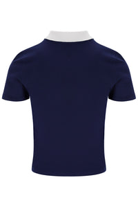 Displays the Navy 'FILA' branded Juno Fitted Iconic Polo