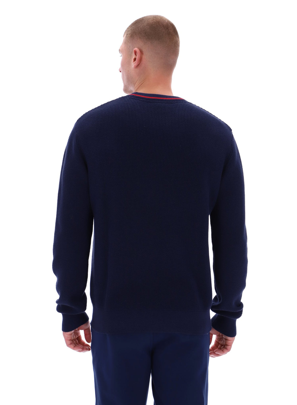 Fila Navy Kallum Waffle Textured Crew Neck Jumper