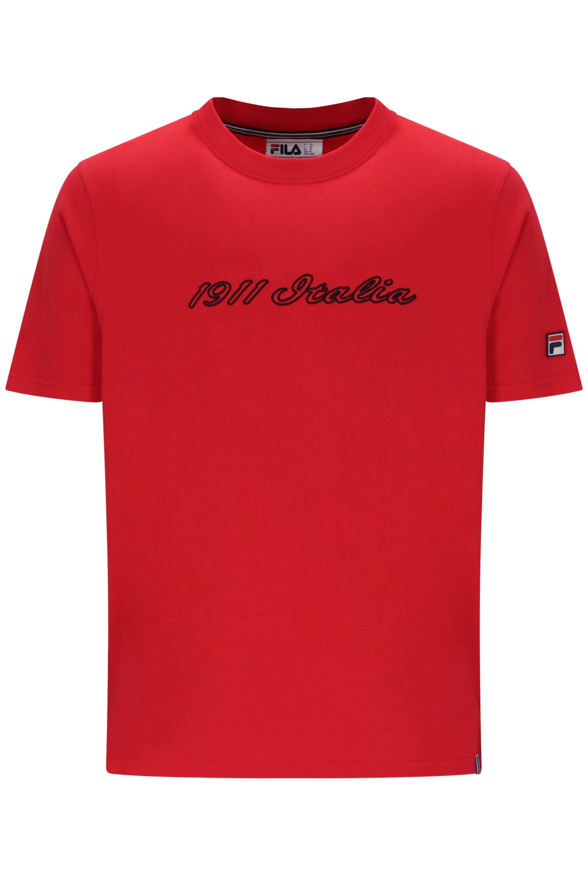 Displays the Red 'Fila' branded Lagos Graphic T-Shirt
