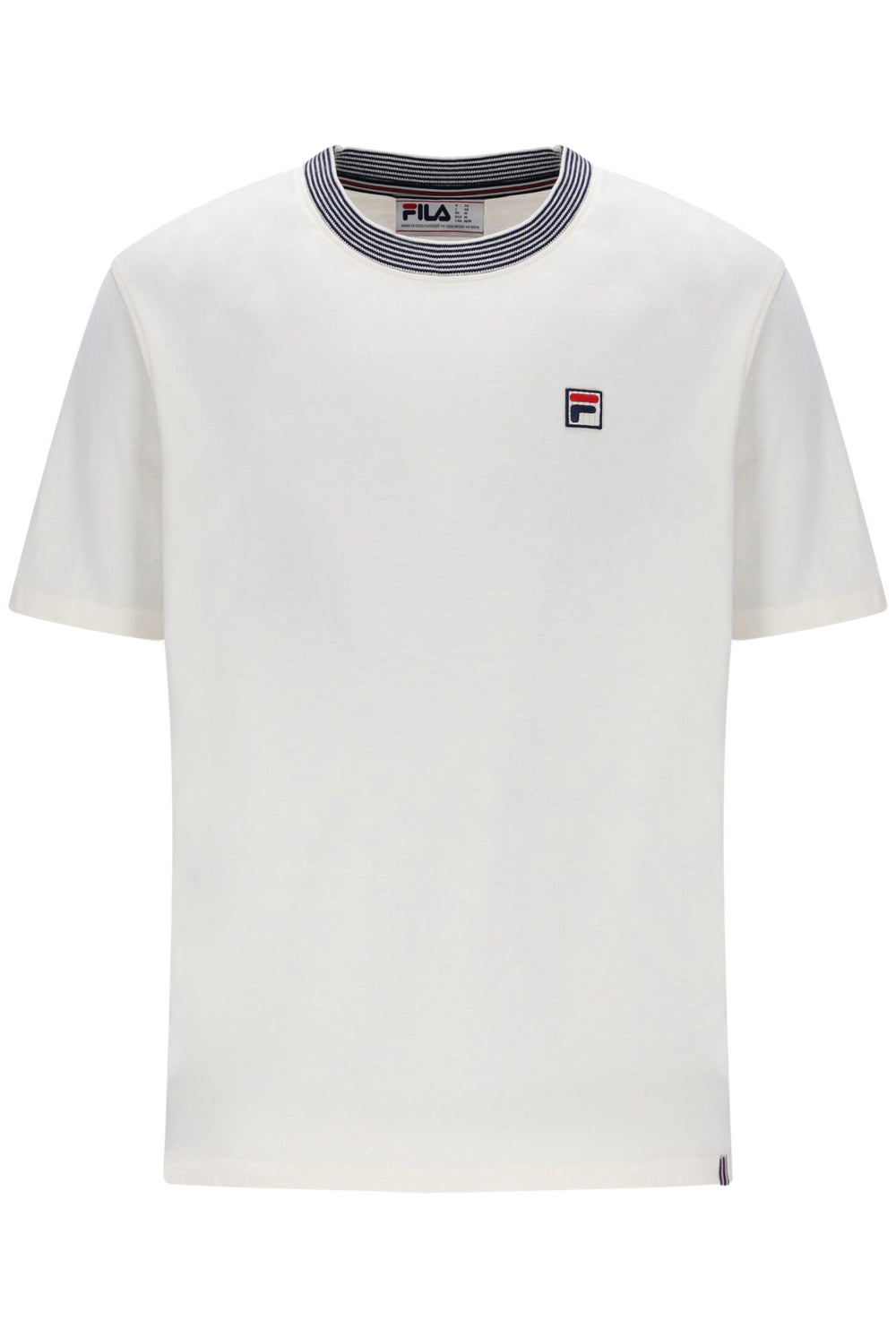 Displays the Gardenia & Navy 'Fila' branded Lance T-Shirt