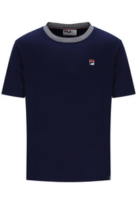 Displays the Navy 'Fila' branded Gardenia Lance T-Shirt