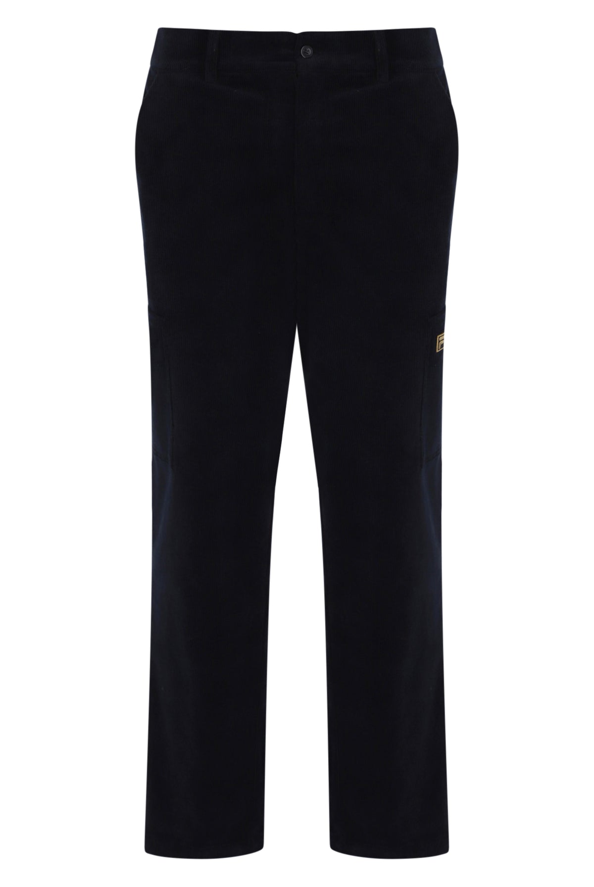 Displays the Black 'FILA' branded Lanz Corduroy Pocket Pant