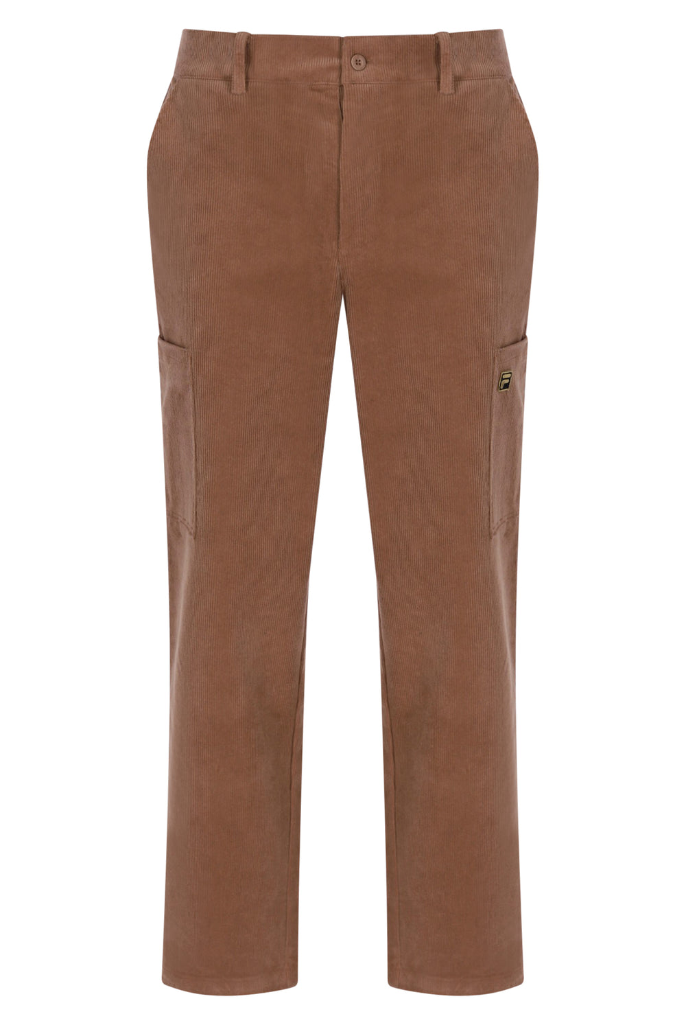 Displays the 'FILA' branded Raw Umber Lanz Corduroy Pocket Pant