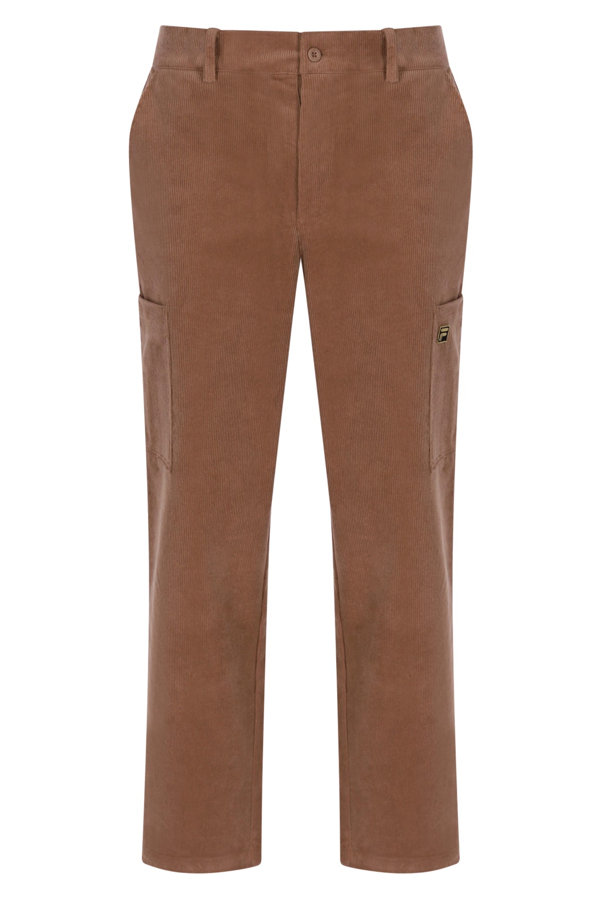 Displays the 'FILA' branded Raw Umber Lanz Corduroy Pocket Pant