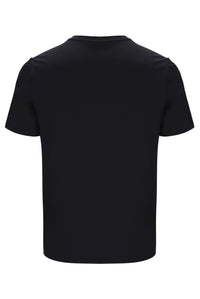 Black t-shirt on a white background