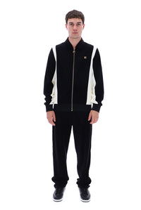 Black Lazaro Velour Colour Block Jacket