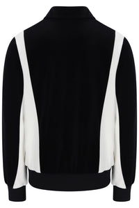 Displays the Black and White 'FILA' branded Down Lazaro Velour Colour Block Jacket