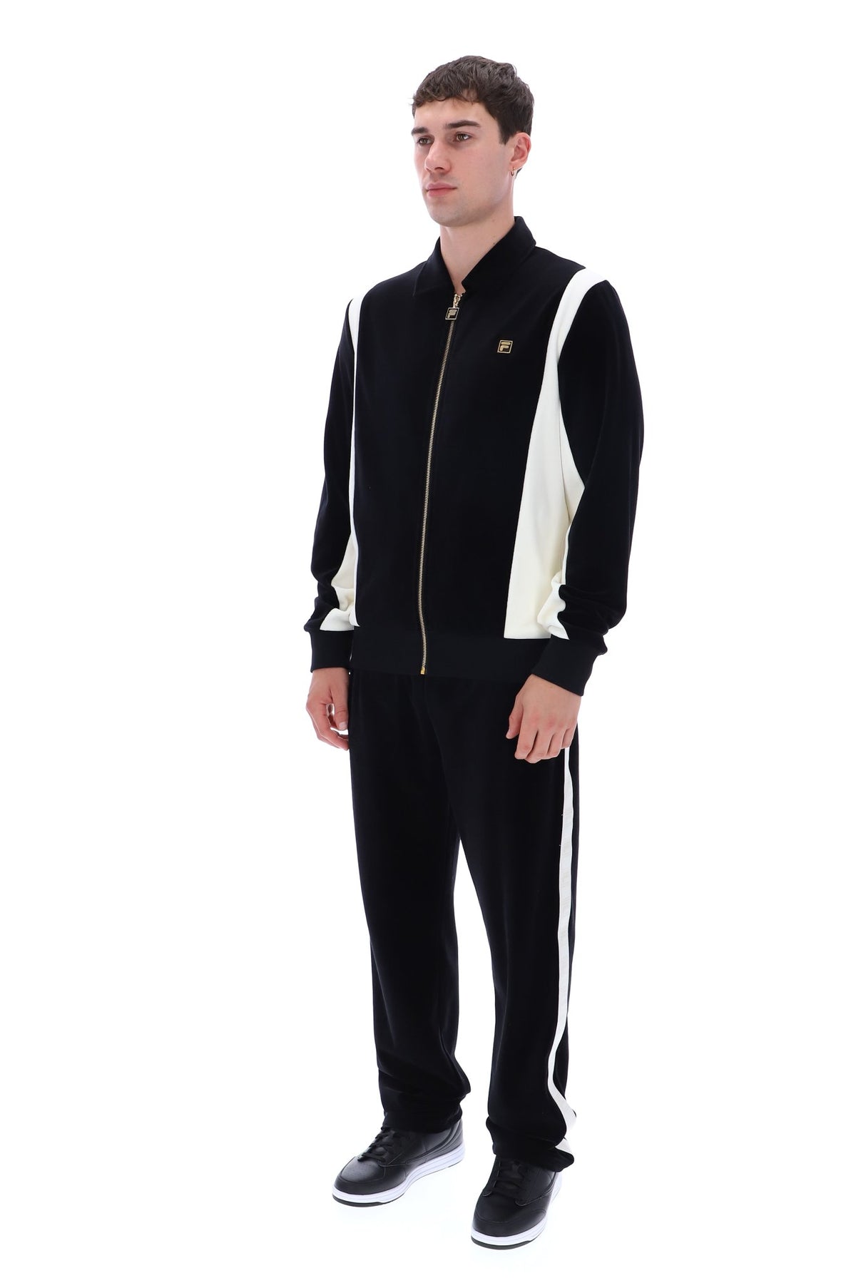 Black Lazaro Velour Colour Block Jacket