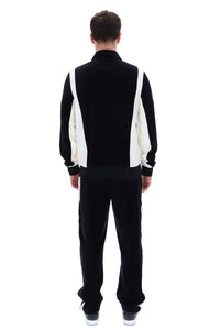 Black Lazaro Velour Colour Block Jacket