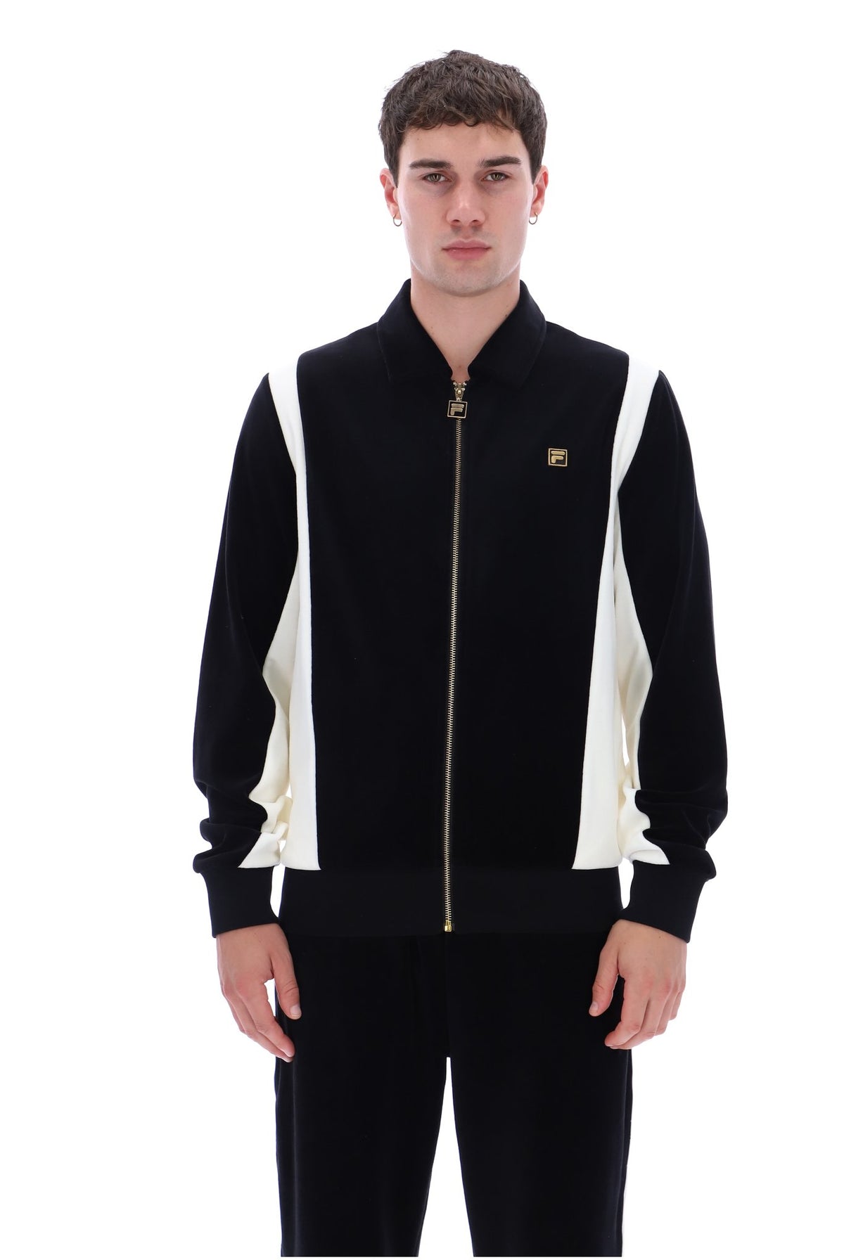 Black Lazaro Velour Colour Block Jacket