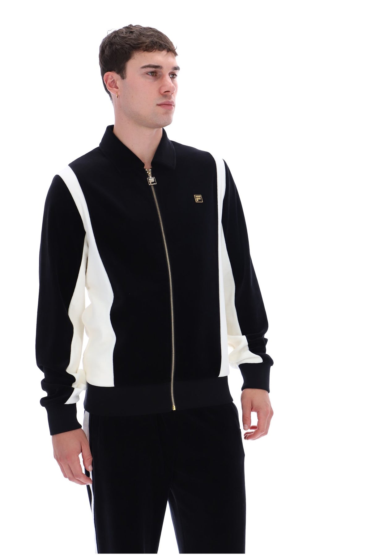 Black Lazaro Velour Colour Block Jacket