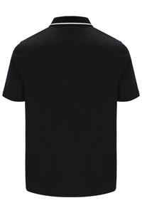 Black polo shirt on a white background