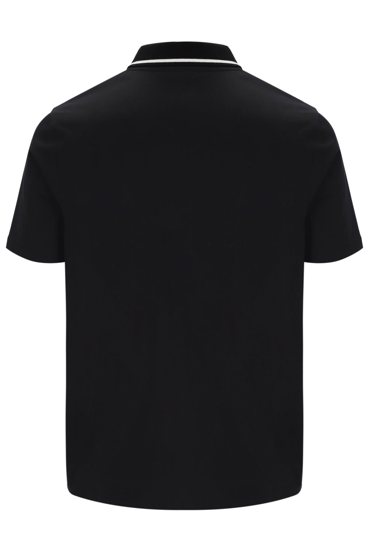 Black polo shirt on a white background