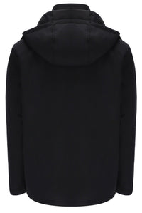 Displays the Black 'FILA' branded Liam Cargo Padded Jacket
