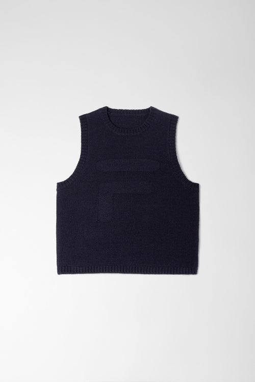 Midnight Blue Cropped Knit Vest