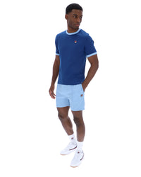 Displays a model wearing the Limoges 'FILA' branded Marconi Essential Ringer T-Shirt