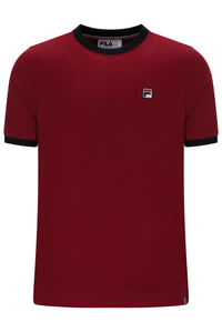 Displays the Sun Dried Tomato and Black 'FILA' branded Marconi Essential Ringer T-Shirt