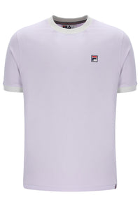 Displays the Misty Lilac 'FILA' branding Marconi Essential Ringer T-Shirt