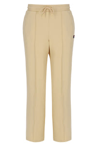 Beige pants with a drawstring on a white background