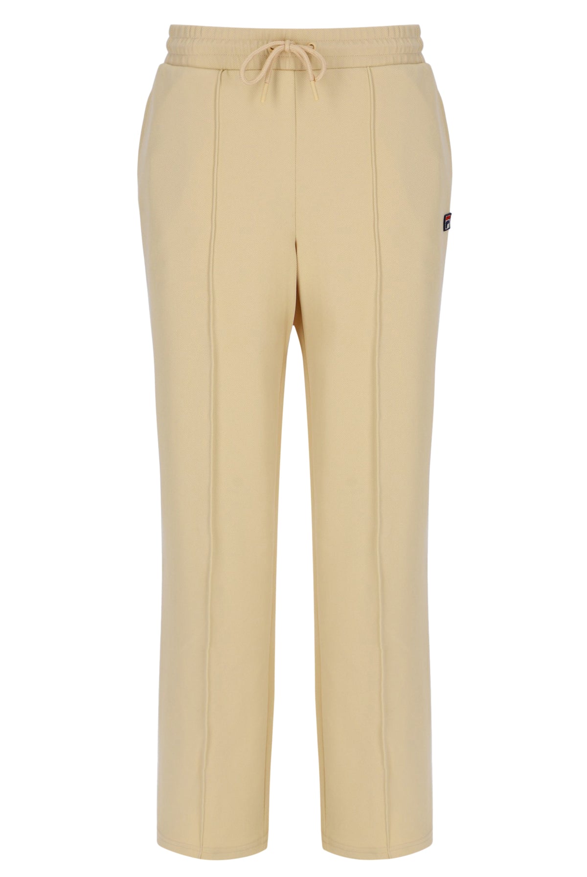 Beige pants with a drawstring on a white background