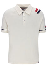 White polo shirt with a FILA logo on the sleeve, on a white background